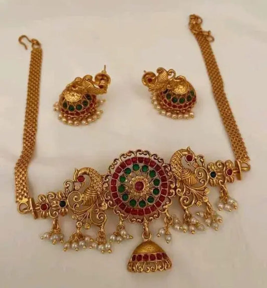 Kundan Gold Plated Jewellery Set Women In Peacock Design