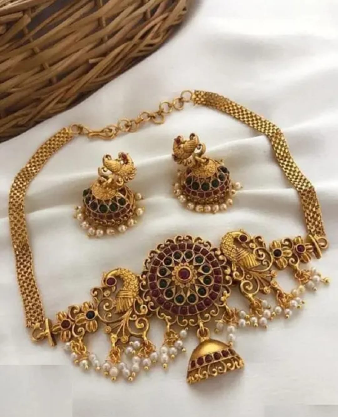 Kundan Gold Plated Jewellery Set Women In Peacock Design