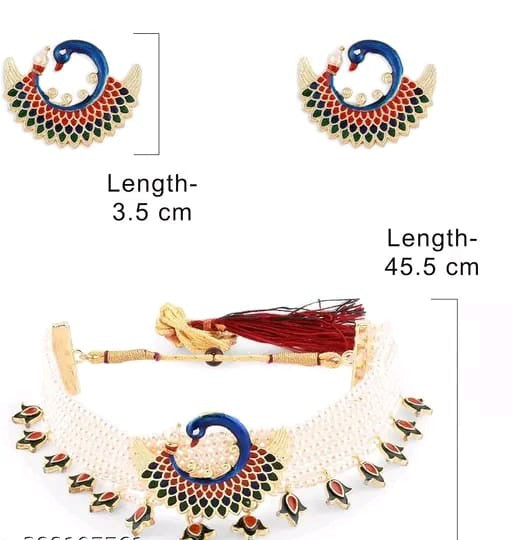 Elegant Jewellery Set With Earrings And Ring Peacock Design Multicolour