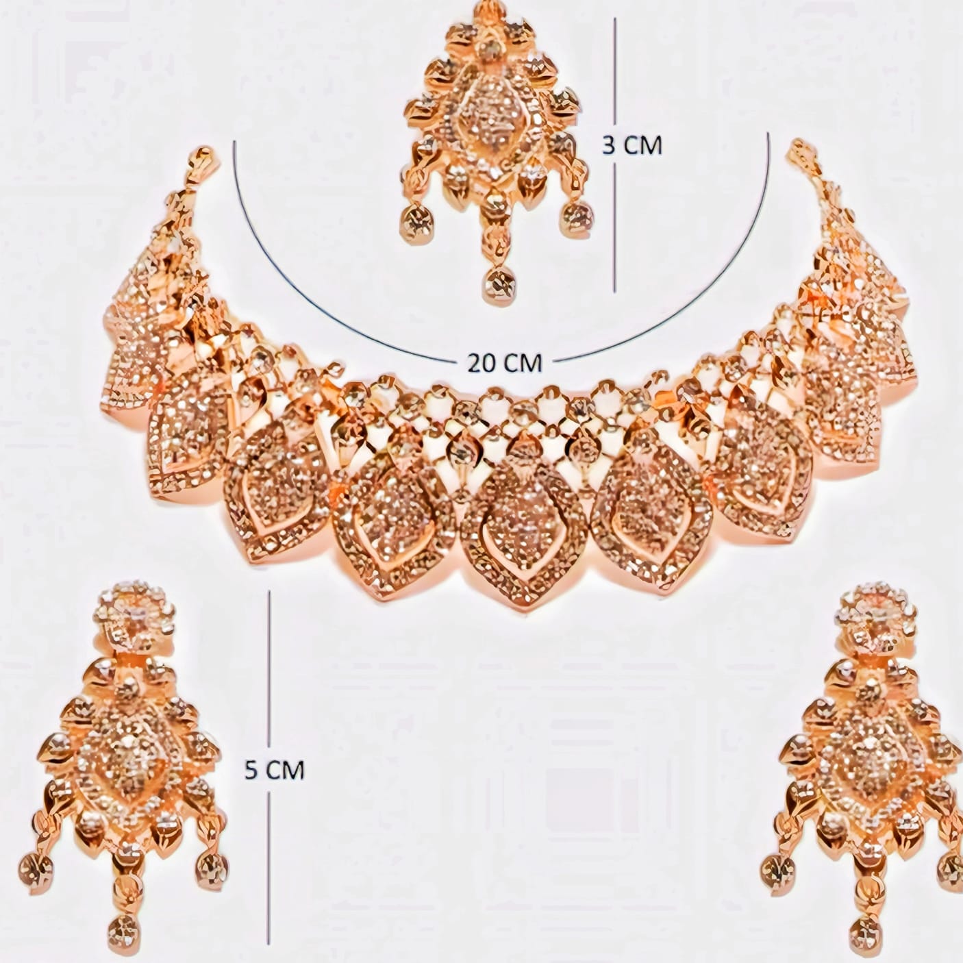 Rose Gold Plated 3 Pcs Set Jewelery Set For Women's With Mang Tikka & Earrings